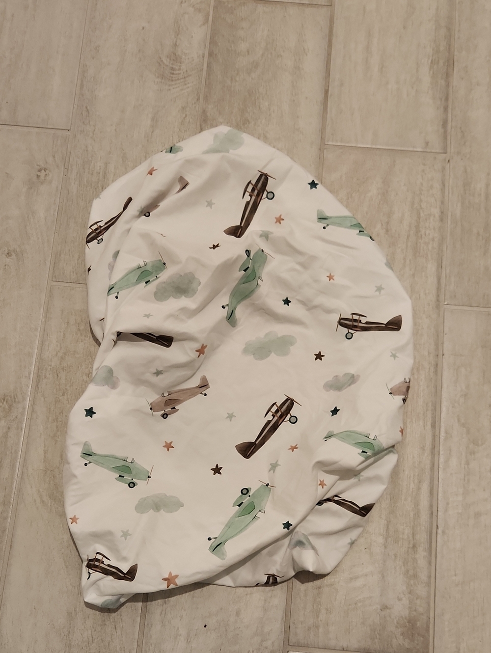 Airplane Print Fitted Crib Sheet - Mint & Brown Planes
